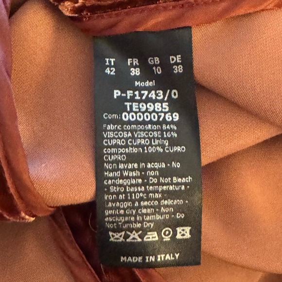 Barneys New York Italy Rust Burgundy Velvet Belted Blazer Jacket IT 42 US 6 - Picture 7 of 10